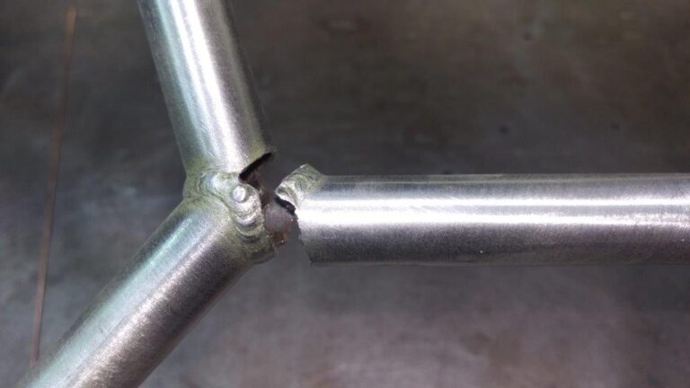 The frame is made from 4130 tube. The crack is caused by fatigue rather than over loading.